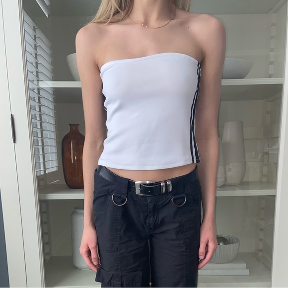 Adidas tube top, women’s size S, white with black accents - Picture 1 of 6